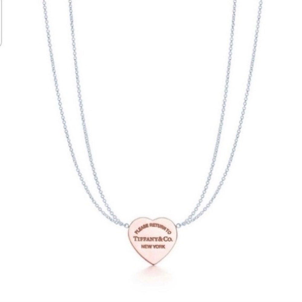 Tiffany & Co. Rose Gold Double Chain Heart Necklace